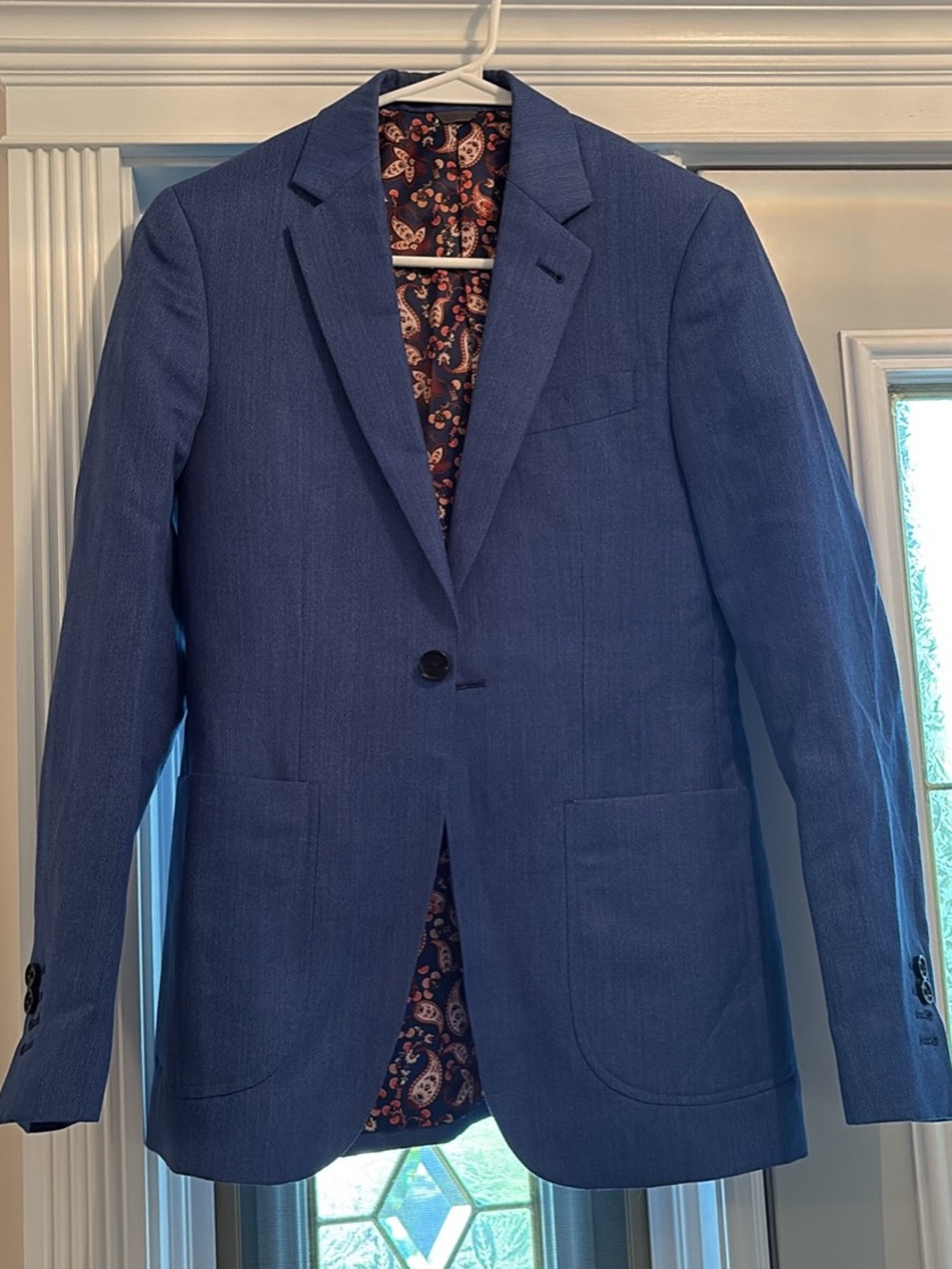 Women’s Made for You Indochino Blue Single-Breasted Blazer with Paisley lining